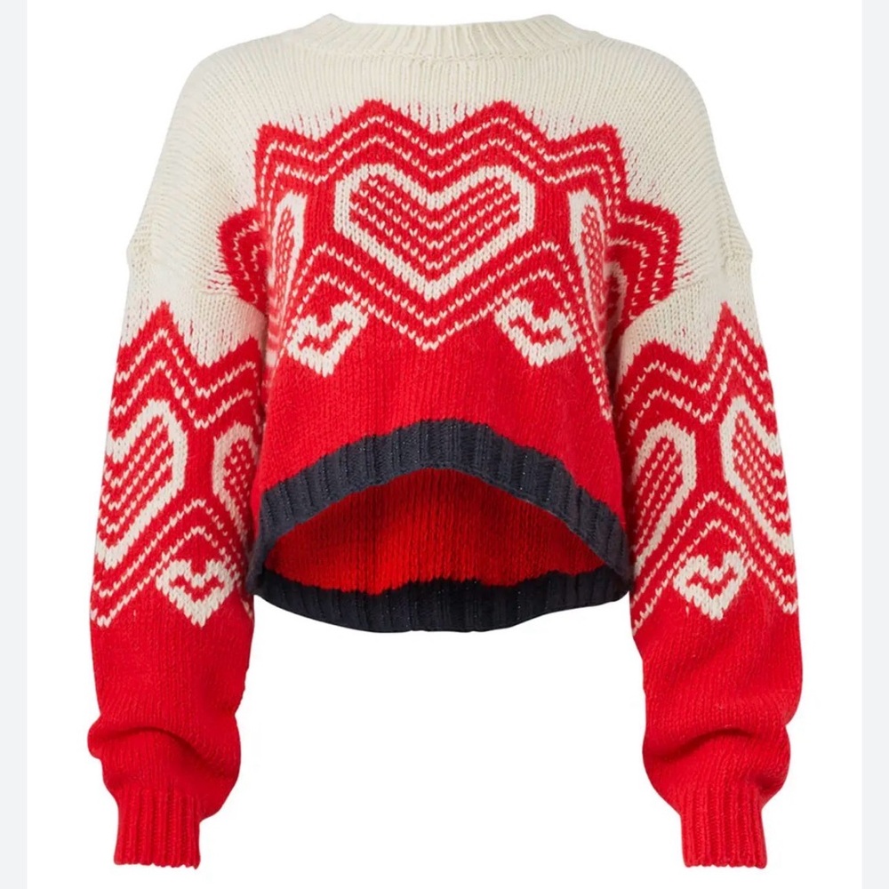 Free People Heart Pullover Sweater, Large